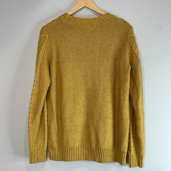 Rickis Popcorn Cable Knit Sweater Mustard Yellow Pullover Long Sleeve Crewneck M - Picture 9 of 11